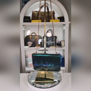 Dune Green Sequin Shoulder Bag